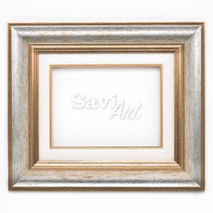 Cornice Rovescia argento</br> Passepartout M avorio filo oro